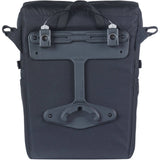 Basil Move commuter bicycle bag in black with MIK studs, 15L capacity, laptop compartment, and rain cover, designed for cycling accessories.