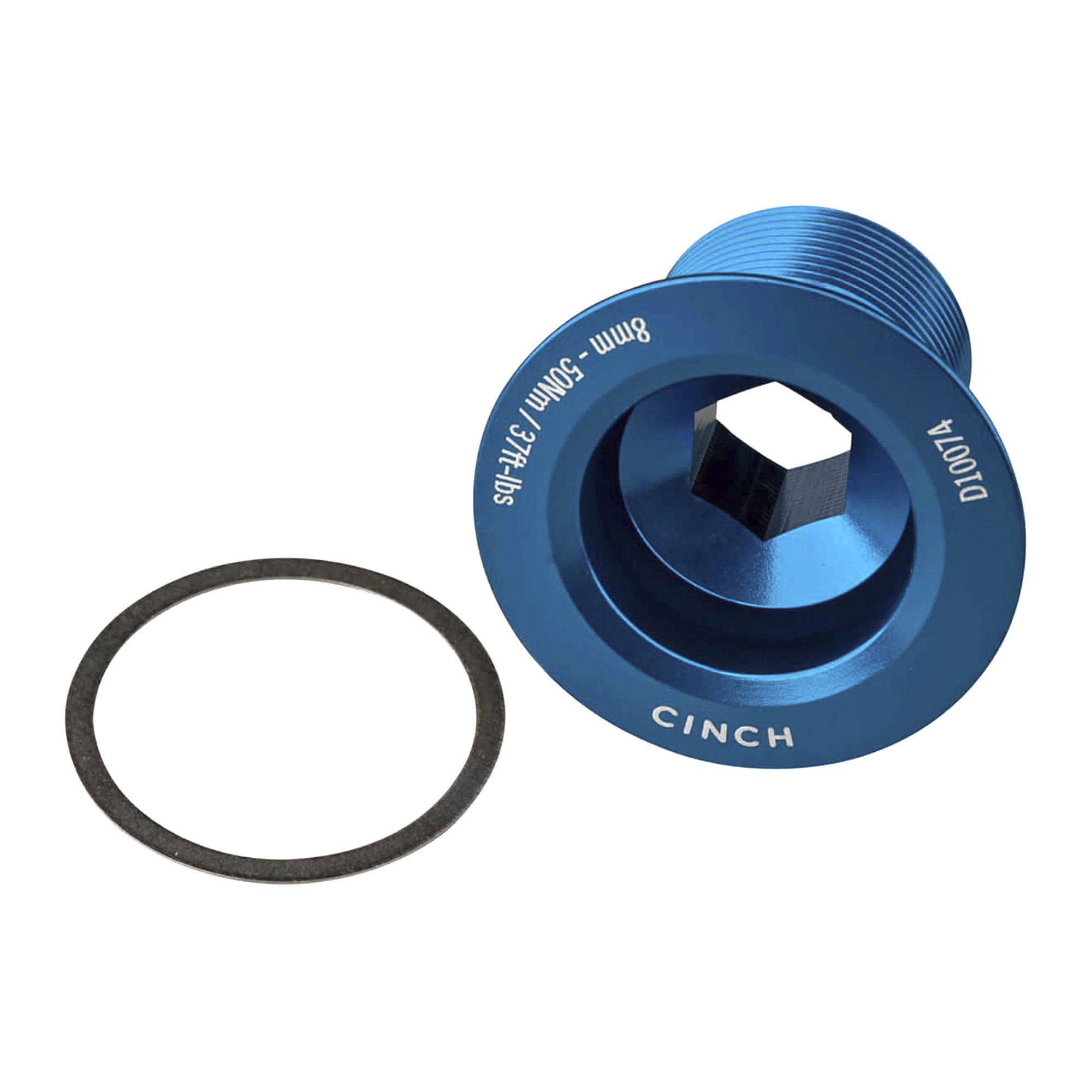 Race Face Cinch NDS M18 bolt and washer for 30mm axle cranksets, compatible with Next SL, SixC, Turbine, Atlas components