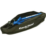 Park Tool BAG-20 travel storage bag for PRS-20, PRS-21, PRS-22.2 repair stands, shown in a workshop setting.