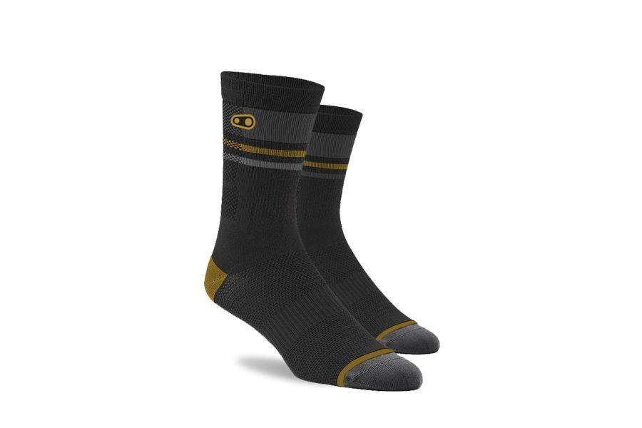 Crank Brothers Icon MTB socks in breathable, compression fit designed for mountain biking, featuring moisture-wicking fabric and durable construction.