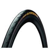 Continental Gatorskin Duraskin black folding bike tire showing its puncture-resistant tread and durable sidewalls.