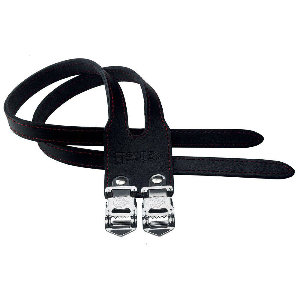 Pair of Cinelli Duo Toe Straps replacement cycling accessories, showing black straps with metal buckle closures.