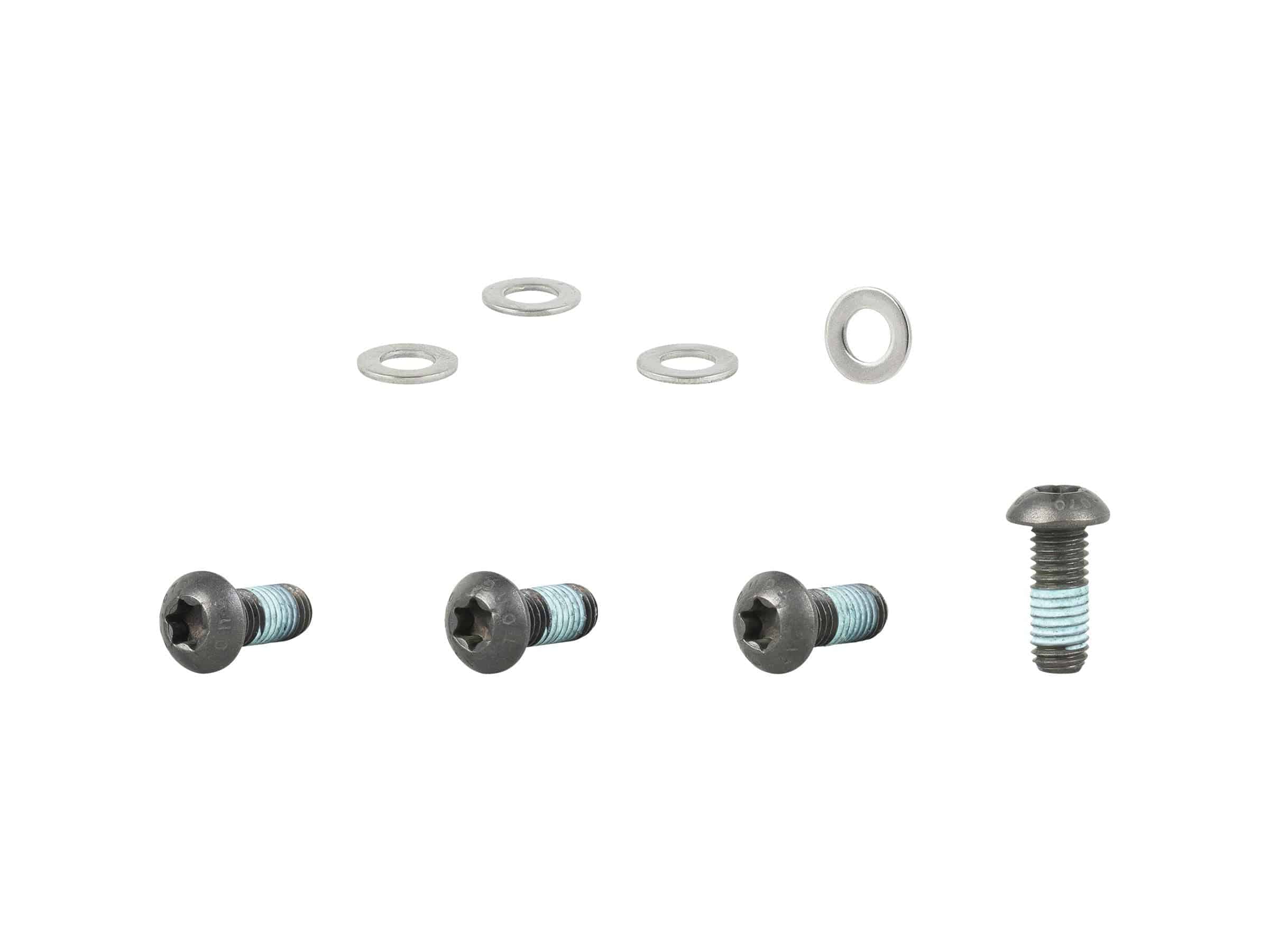 Trek Fetch+ 4 steerer tube assembly hardware kit with M8 x 20mm aluminum components, includes bolts and spacers for bike steering.