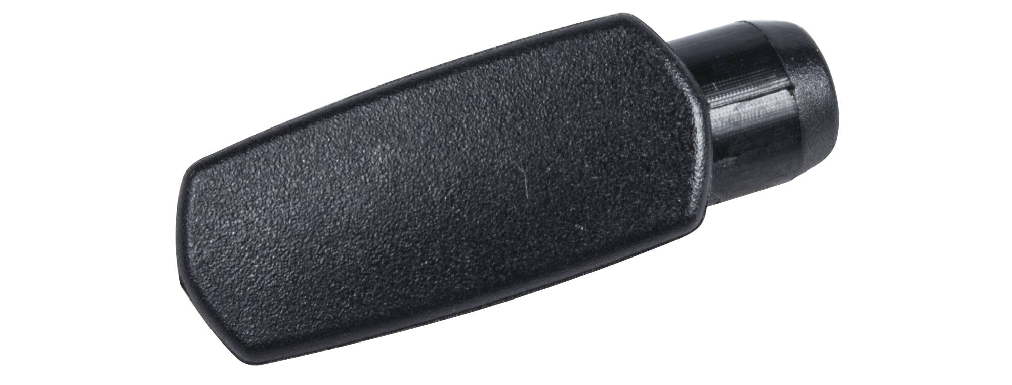 Trek black top tube frame plug for main triangle entry hole, protects cable routing on bicycle frame.
