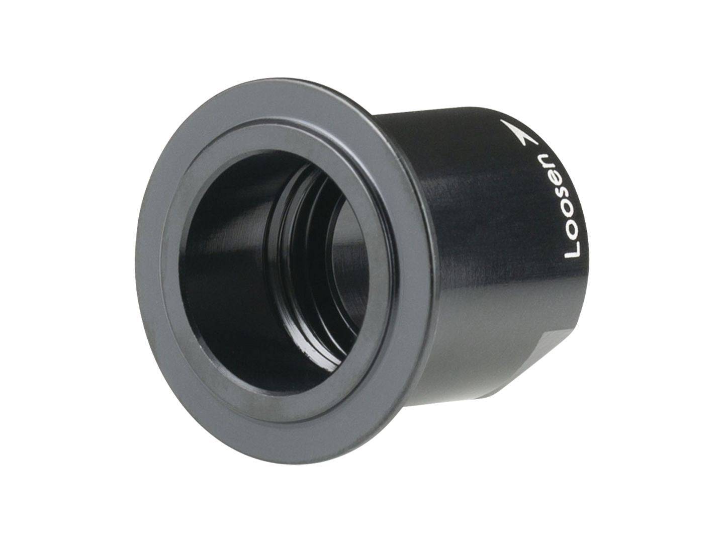 Black Bontrager MST-148 rear axle end cap with micro spline drive for 2024 bike hubs, component for bike maintenance and replacement.