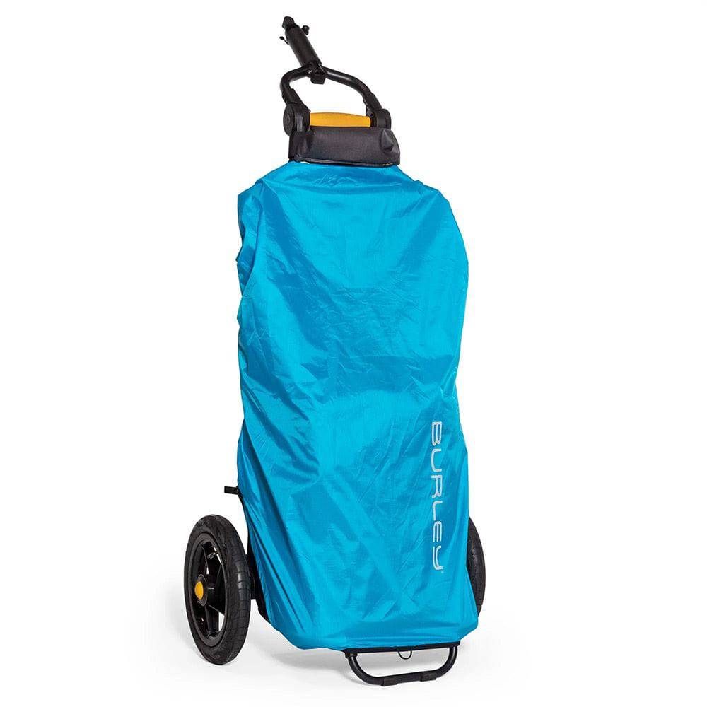 Burley Travoy rain cover with reflective high-visibility for cargo protection, shown on a bike accessory.