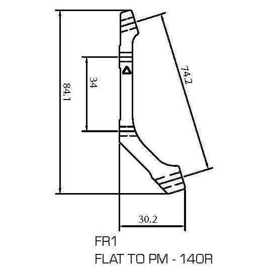 TRP FR1 Flat Mount Rear Brake Caliper Adapter for 140mm brake caliper conversion, bike component for improved braking performance.