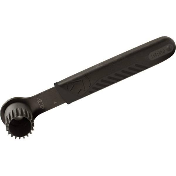 PRO BB-Remover Cartridge Tool for Shimano bottom brackets with rubberized handle, designed for workshop use.