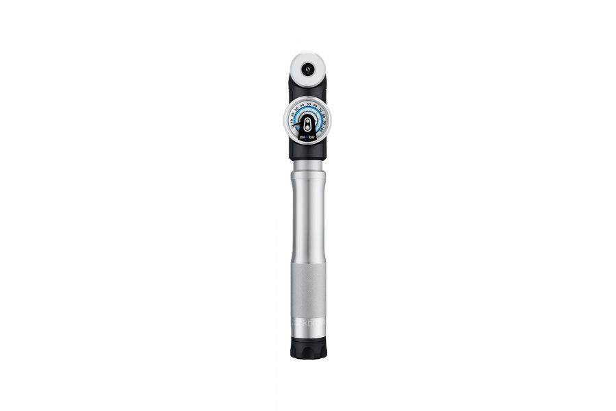Crank Brothers Sterling Short Hand Pump with universal head for Presta and Schrader bicycle valves, compact bike pump accessory