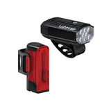 Lezyne Micro Drive 800+ front and Strip Drive 300+ rear bike light set in black, compact LED bike accessories for visibility.