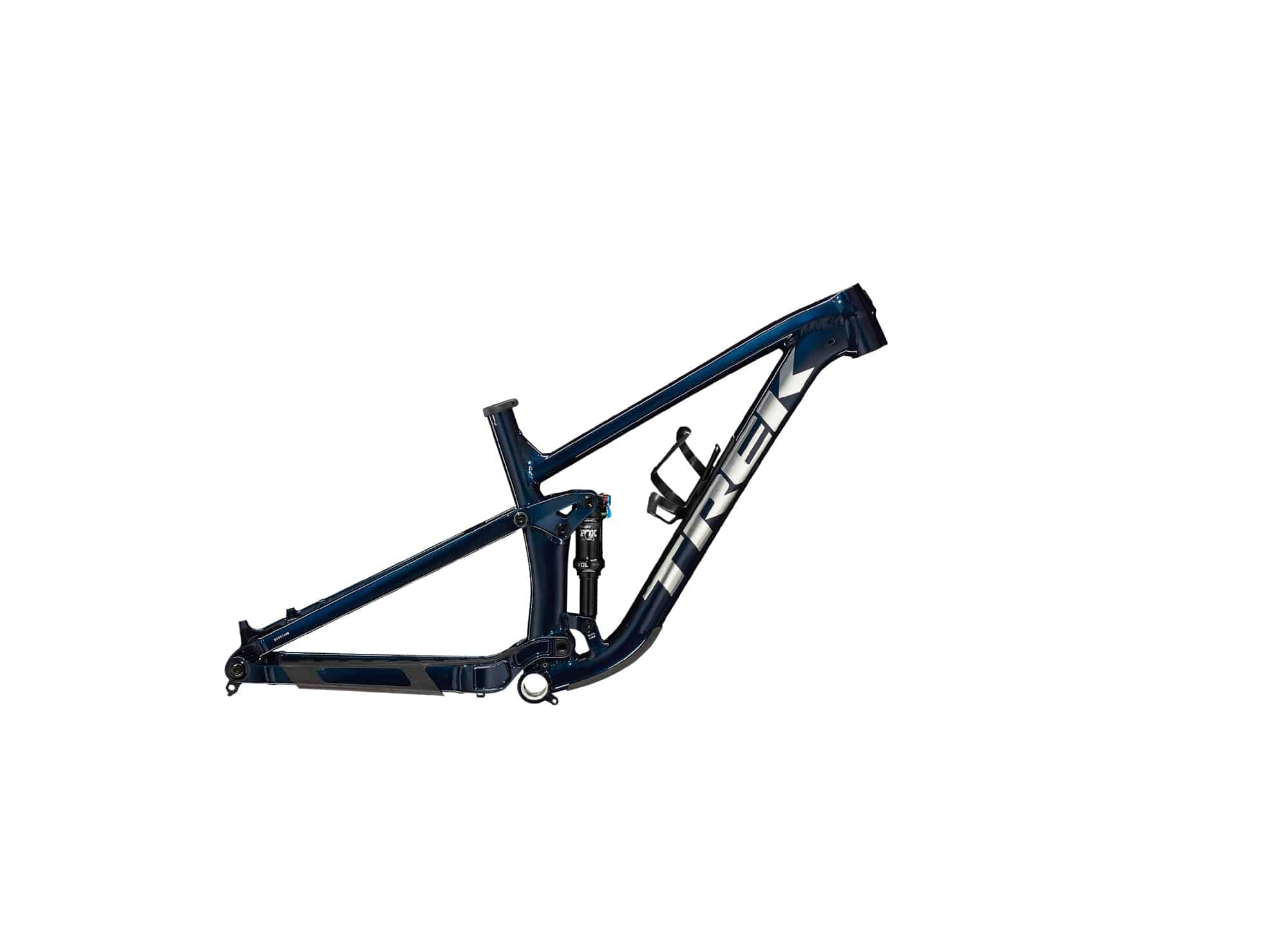 Trek Top Fuel AL MTB frame with Mino Link geometry adjustment, showcasing the lightweight aluminum construction and frame details.