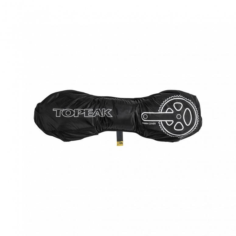 Black Topeak drivetrain cover accessory designed for Pakgo X TPG-X and TPG-X2 models, provides protection for bike drivetrain components.