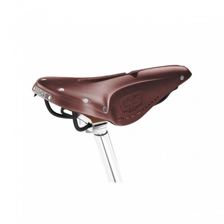 Brooks B17 Narrow Carved bike saddle with pressure-relieving cut-out, designed for comfort and performance in cycling components.