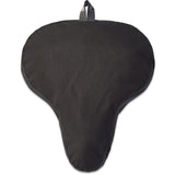 Black Basil GO Waterproof Bike Saddle Cover with elastic strap, designed to protect bicycle seats from rain and moisture.