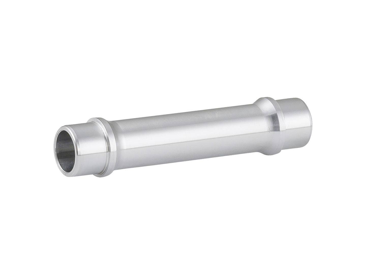 Bontrager Aeolus RSL front hub axle in silver, 100mm old replacement part, showing the sleek metal component for bike wheel compatibility.