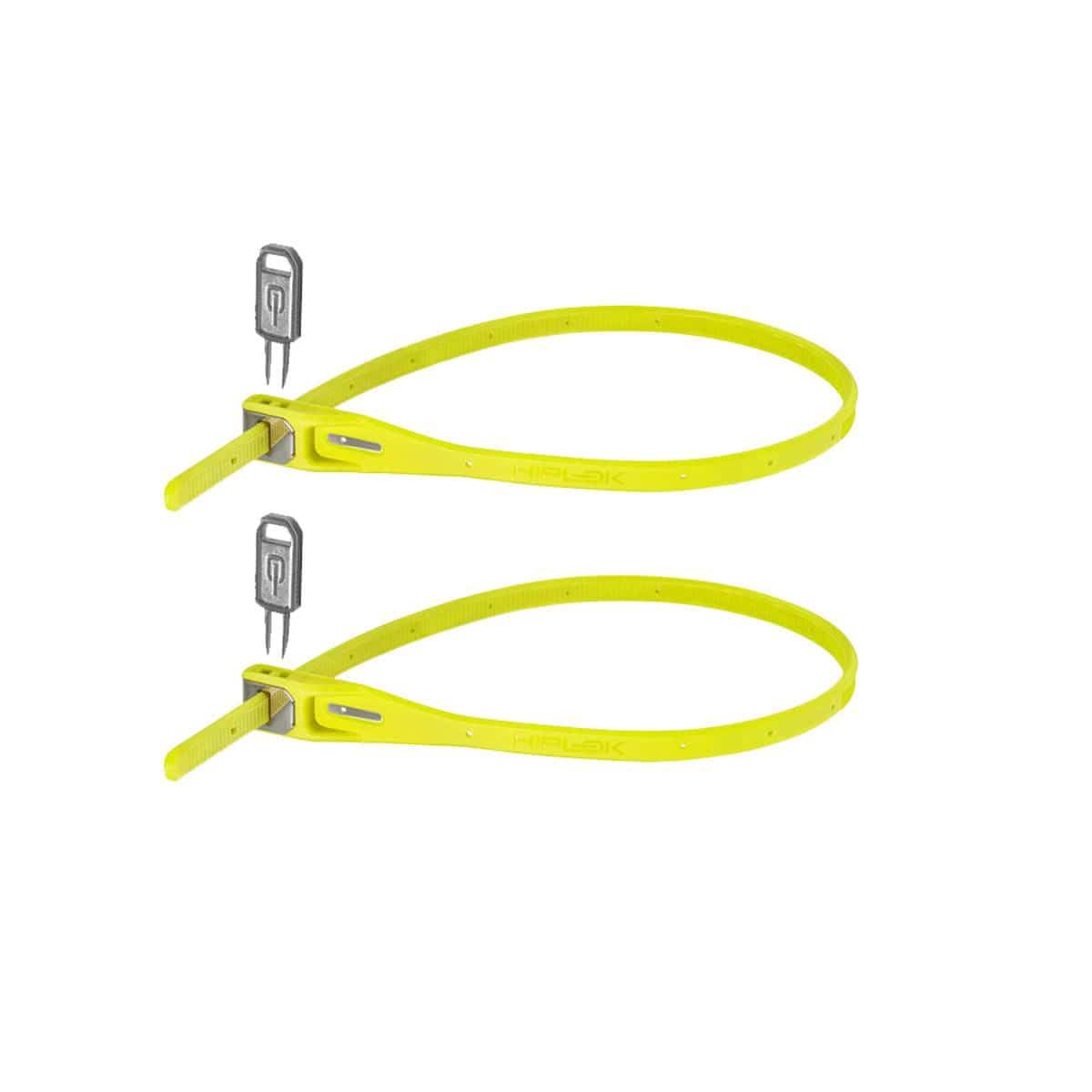 Hiplok Z-Lok armored reusable cable locks twin pack with universal release key, featuring durable metal cables and secure locking mechanism.
