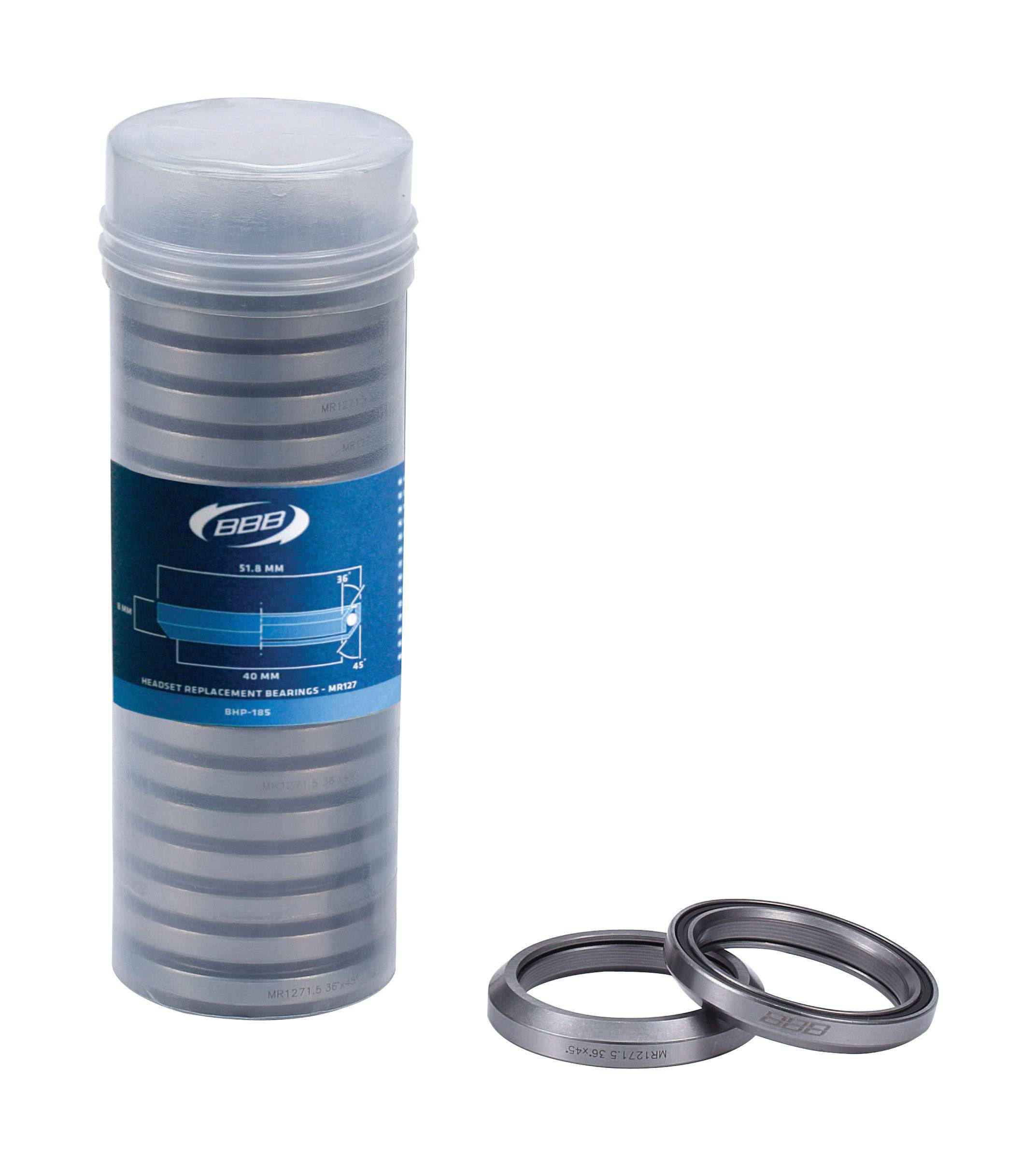 BBB BHP-185 1.5-inch sealed headset bearings for bike steering, with 51.8×8mm dimensions and durable sealed design
