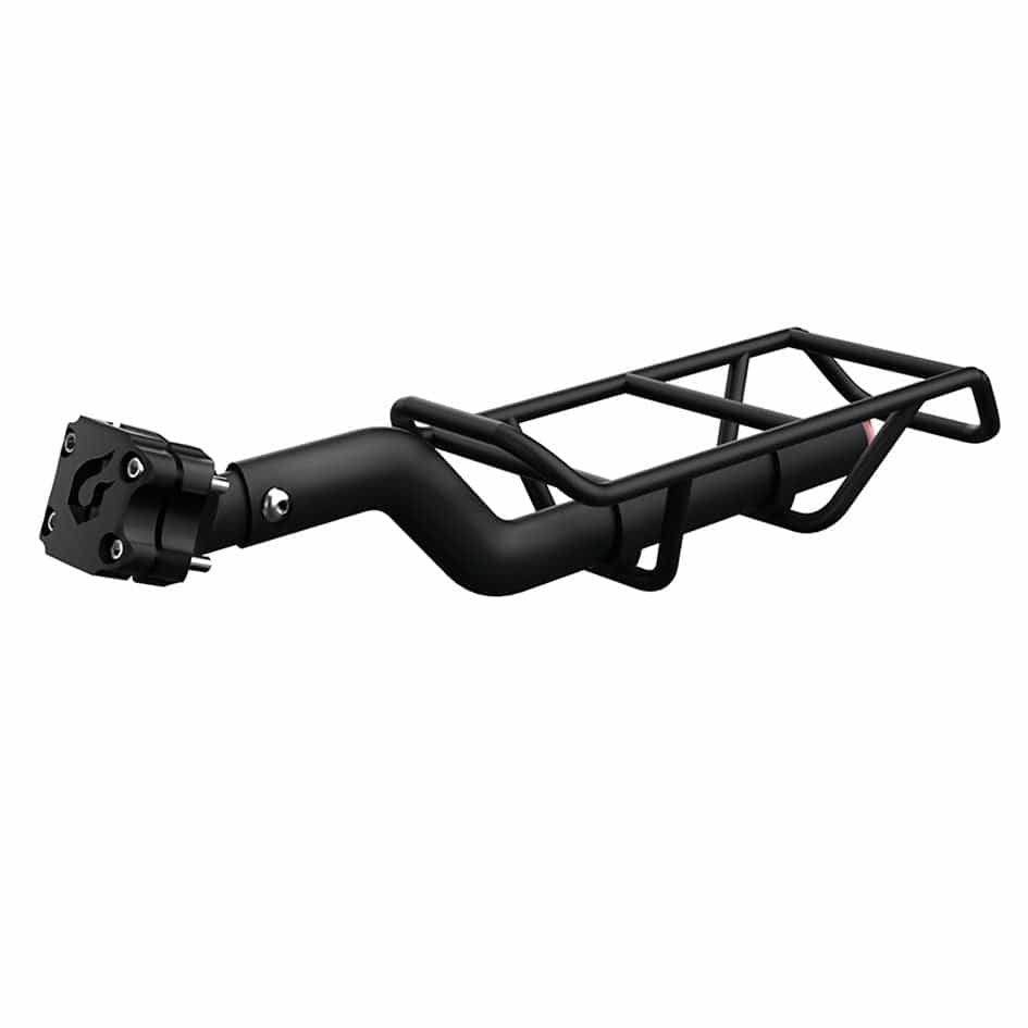 Blackburn Central Seatpost Rear Bike Rack in black, adjustable bicycle accessory for mounting on bike seatpost.