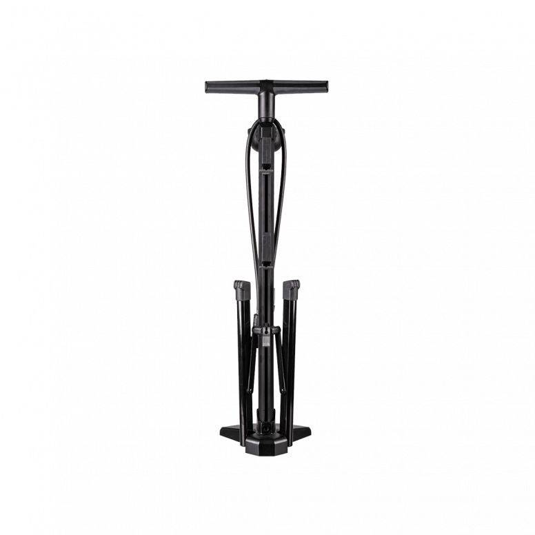 Topeak Transformer Eup Black bike stand and floor pump with TwinHead DX5 valve compatibility, shown with pump and stand components.