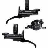 Shimano Deore XT BR-M8200 brake levers and callipers, front and rear bike components, with 2-pot design for powerful braking.