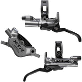 Shimano XTR BR-M9220 brake levers and calipers set with 4-pot design for front and rear mountain bike braking system.