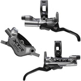 Shimano XTR BR-M9220 brake levers and calipers set with 4-pot design for front and rear mountain bike braking system.