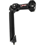 M Part adjustable 4-bolt quill stem with 1-1/8 inch threaded steerer, 115mm length, bicycle component showing bolt clamps and stem body.