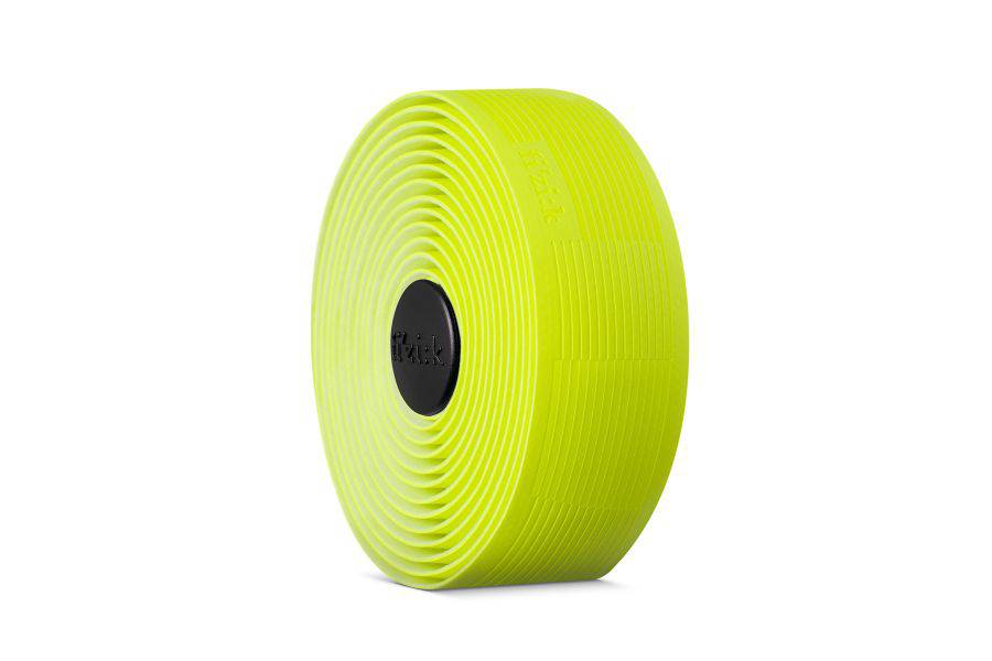 Fizik Vento Solocush Tacky bar tape on a bicycle handlebar, showcasing lightweight, non-slip cycling handlebar tape with textured surface.