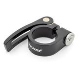 Black ID quick release seat clamp component for easy seatpost adjustment, 31.8mm size, durable bicycle bike accessory.