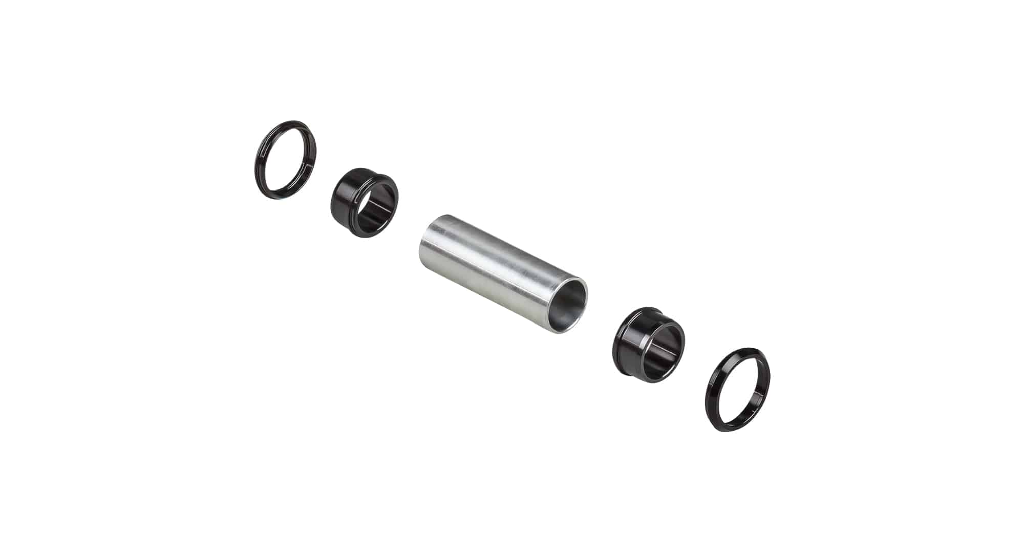 Bontrager Line DH 30 MTB front axle kit in black and silver, 110x20mm, for mountain bike hub replacement.