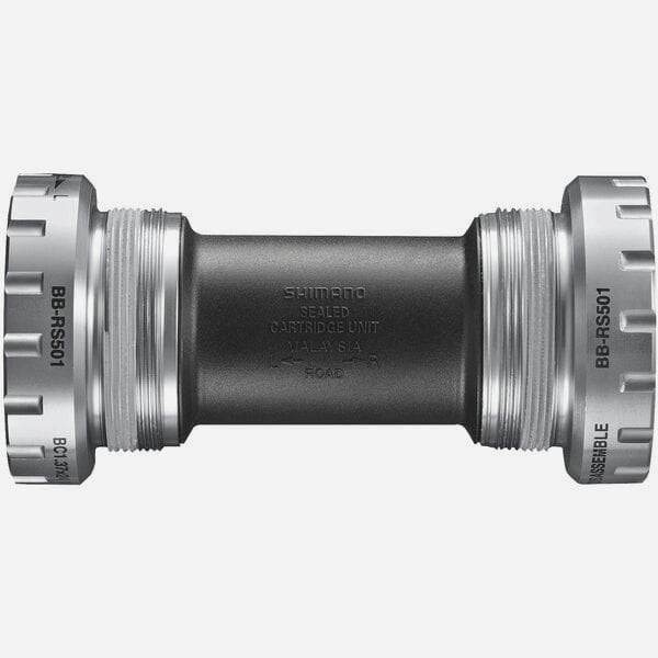 Shimano BB-RS501 Italian thread bottom bracket cups for road bike components, showing close-up of the metal cups.