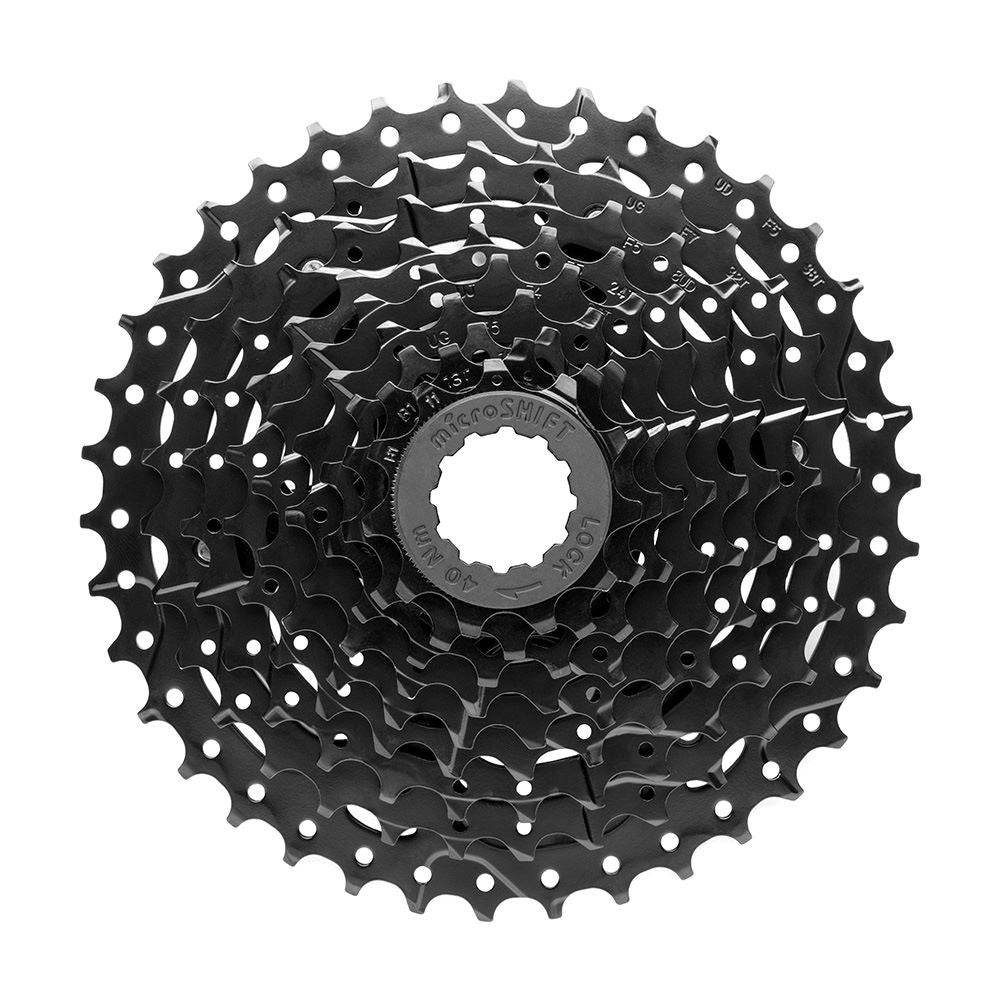 MicroSHIFT ADVENT H-Series 9-speed mountain and e-bike cassette, featuring durable gear teeth and compact design for smooth shifting.