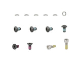 Trek Fetch+ 4 e-bike battery assembly hardware kit in black, showing various components for replacement or repair.