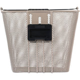 Basil Bilbao Nude Metallic Front Bicycle Basket with adjustable height and KF plate, designed for stylish cycling accessories.