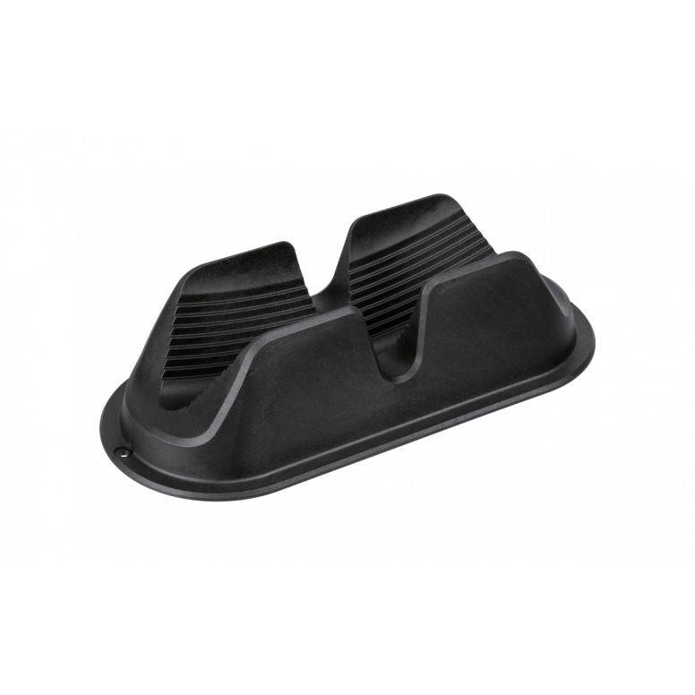 Topeak black bike front wheel chock stabilizer for tires up to 29" x 2.6", designed to keep the bike steady during storage or maintenance.