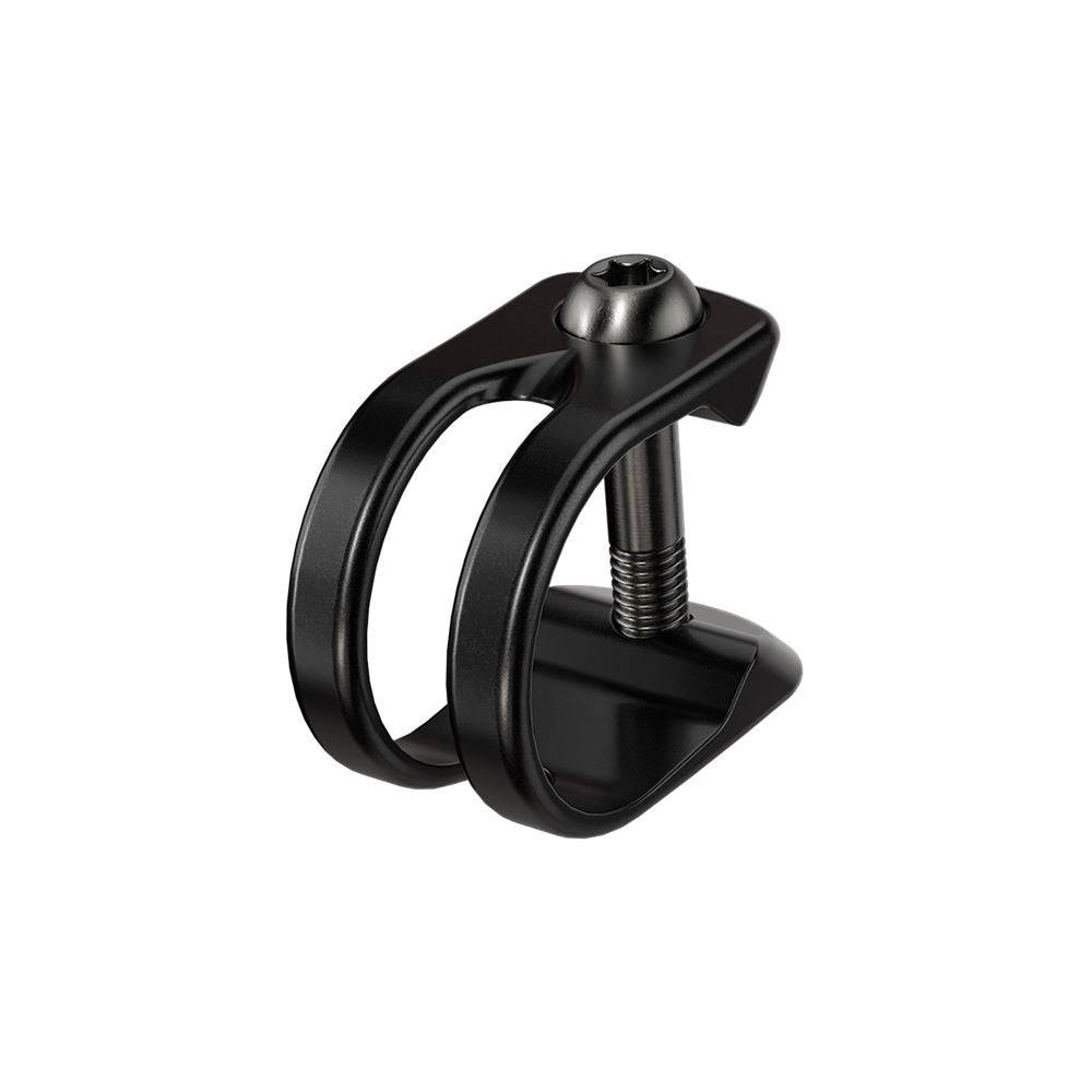 Sram black disc brake lever clamp U-clamp with T25 bolt for Code G2, Guide, and Elixir brake systems, shown on a bike component.