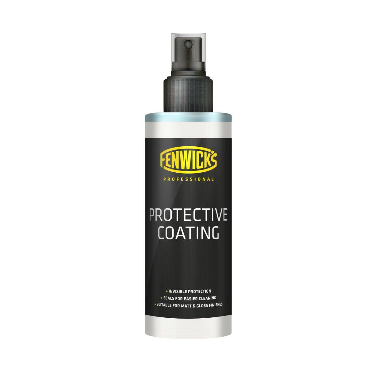 Fenwick's Professional Protective Coating 100ml matte bike finish sealant in a workshop setting, ready for application.