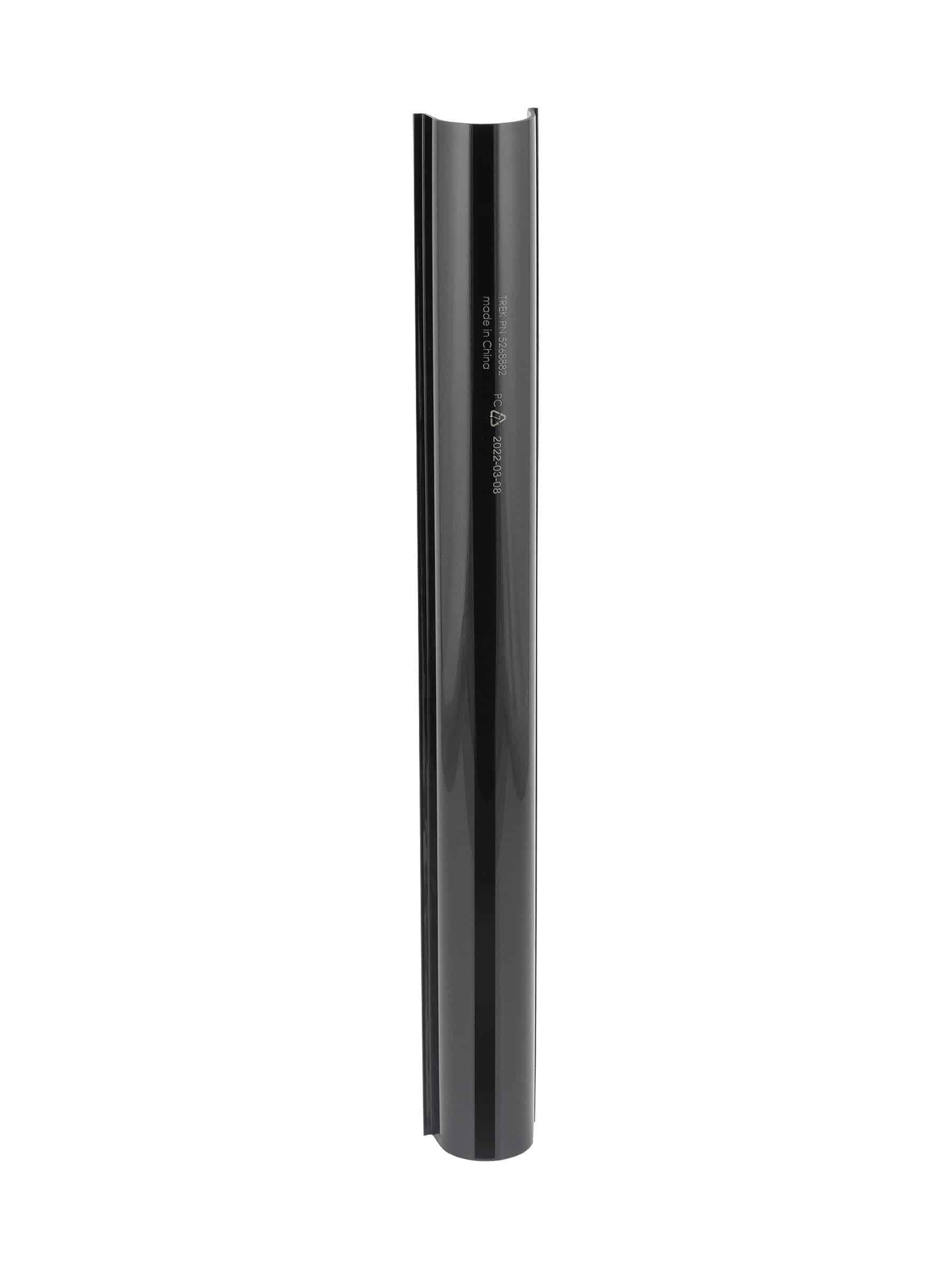 Black Trek cargo box steerer tube cover and headtube protector for bikes, designed to safeguard components during rides.