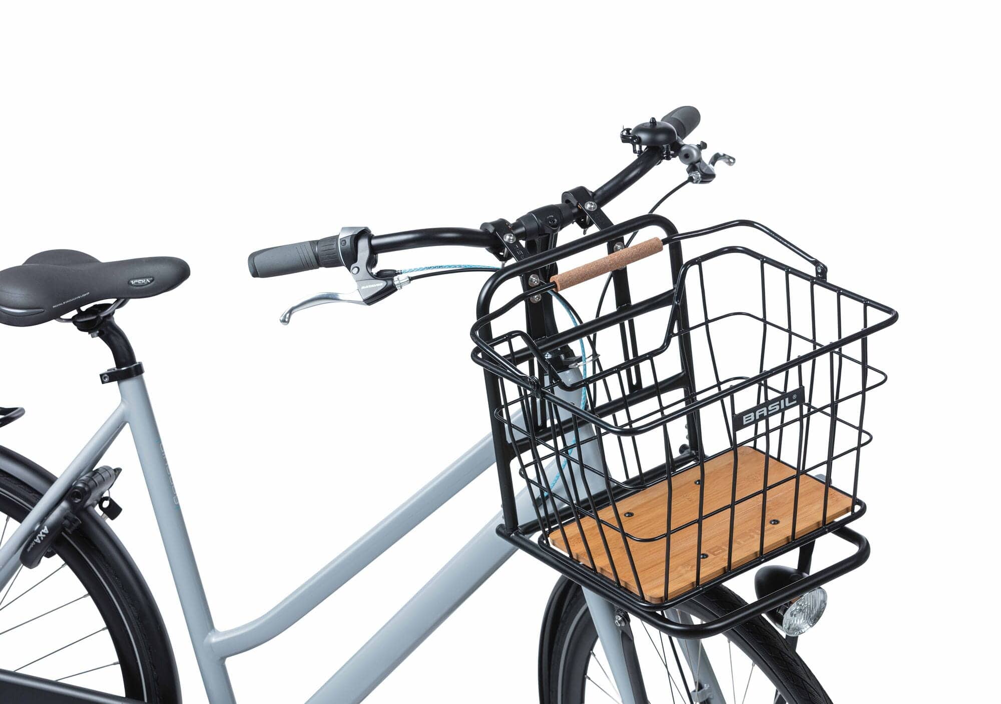 Black and natural brown Basil Norland MIK 23L bicycle basket for front and rear carrier, durable accessories for bikes.