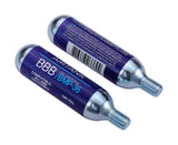 BBB BMP-35 AirTank CO2 cartridge 2-pack for MTB and road bike tire inflation, shown with cartridges ready for use.