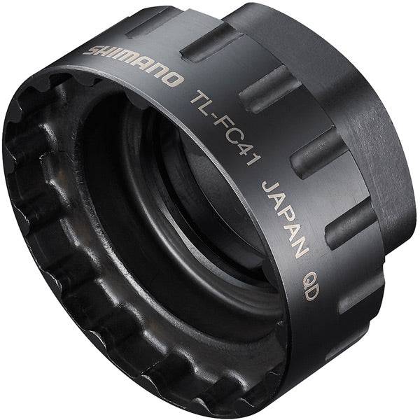 Shimano TL-FC41 adapter installation tool for XTR M9100/M9120 chainrings, compatible with TL-FC36/33/32, used in workshop settings