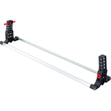 EVOC Bike Stand Pro 2022 in black, adjustable travel stand for MTB, road, and triathlon bikes, showing its compact design and support features.