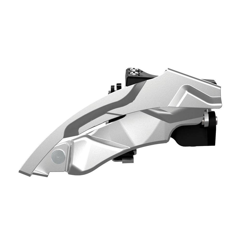 SunRace FDM924 3x9-speed MTB front derailleur with dual pull clamp for 28.6-34.9mm seat tubes, bike component accessory.