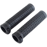 M Part EcoVice MTB and commuter bike grips with black 3D circle design and lock-ring for secure handlebar attachment.