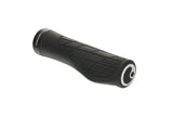 Ergon GA3 ergonomic bike grips with aluminium clamps, featuring textured surface for comfort and improved bike handling.