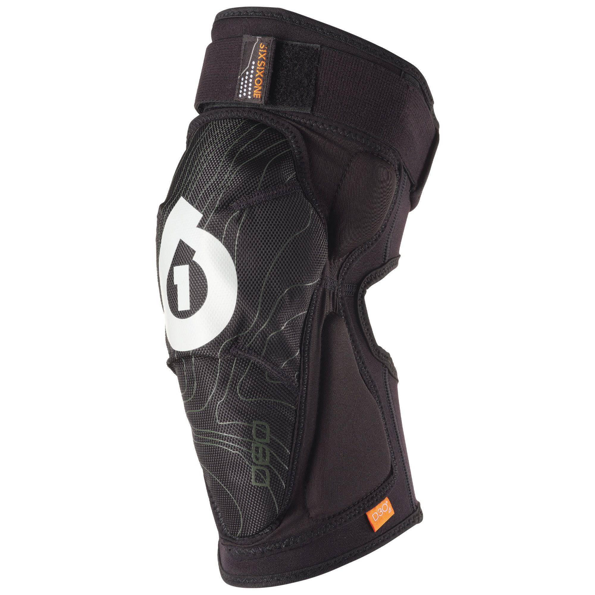SixSixOne DBO knee protection pads for downhill and all-mountain biking, showing padded knee guards with adjustable straps.