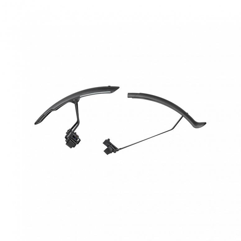 Topeak TetraFender G1 & G2 set black gravel bike fenders with adjustable fit and reflective decals attached to a gravel bike.
