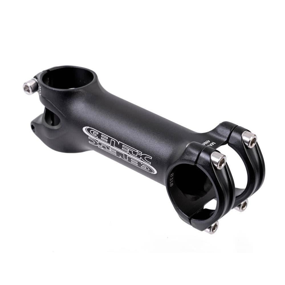 Genetic SLR Road Bike Stem 31.8mm with flip-flop and split bar clamp, showcasing the lightweight bike component in black finish.