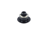 Black Bontrager DT240 5mm drive side axle end cap for 135mm OLD rear hub, component part with detailed finish.