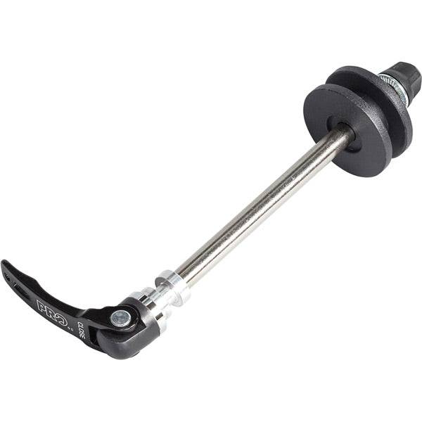 PRO Chain Retention Device with quick-release for secure bike frame transport, shown in workshop setting.